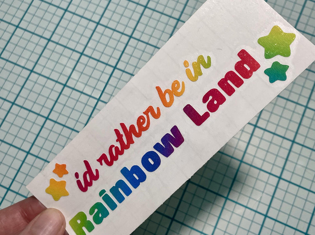 Autocollant en vinyle Rainbow Brite : Je préfère être dans Rainbow Land, autocollant pailleté