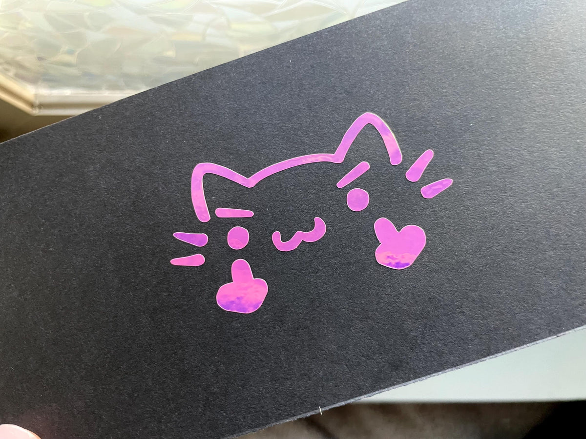 Naughty Kitty fingers up - Laptop notebook planner stationary Sticker, vehicle car window