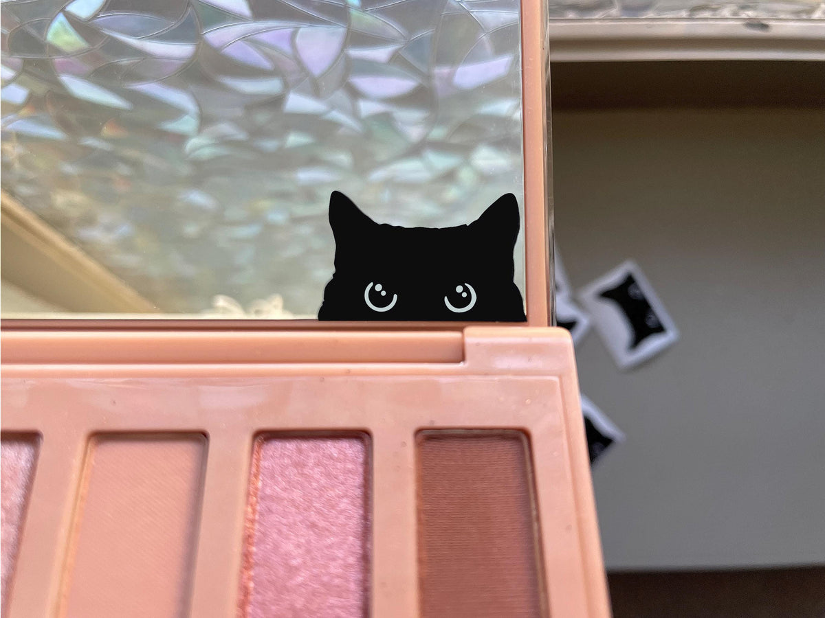 Smol Angry Black Cat Sticker: Funny Mirror Decal