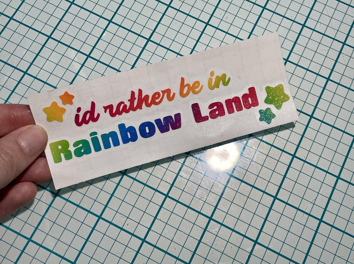 Autocollant en vinyle Rainbow Brite : Je préfère être dans Rainbow Land, autocollant pailleté