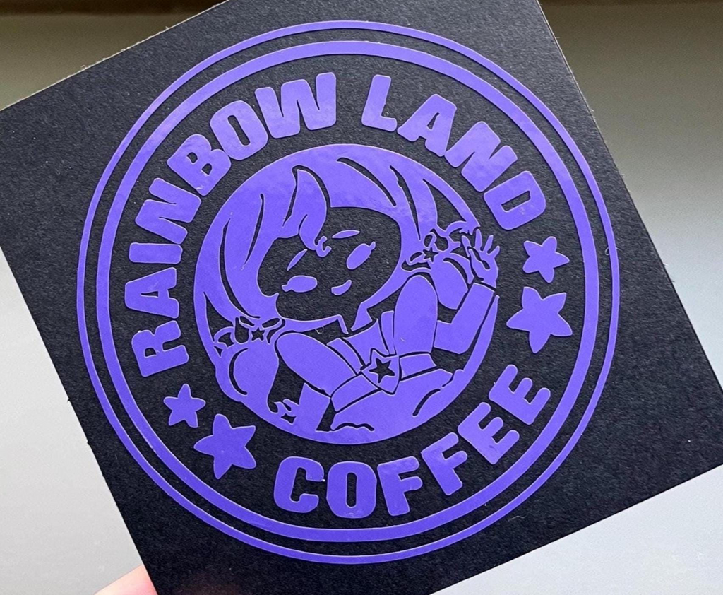 Autocollant en vinyle Indigo Rainbow Brite : Étiquette de café Rainbow Land