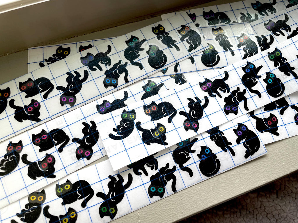 Autocollant de chat noir Cosmic Void pour ordinateur portable, carnet, planificateur, papeterie, fenêtres de voiture