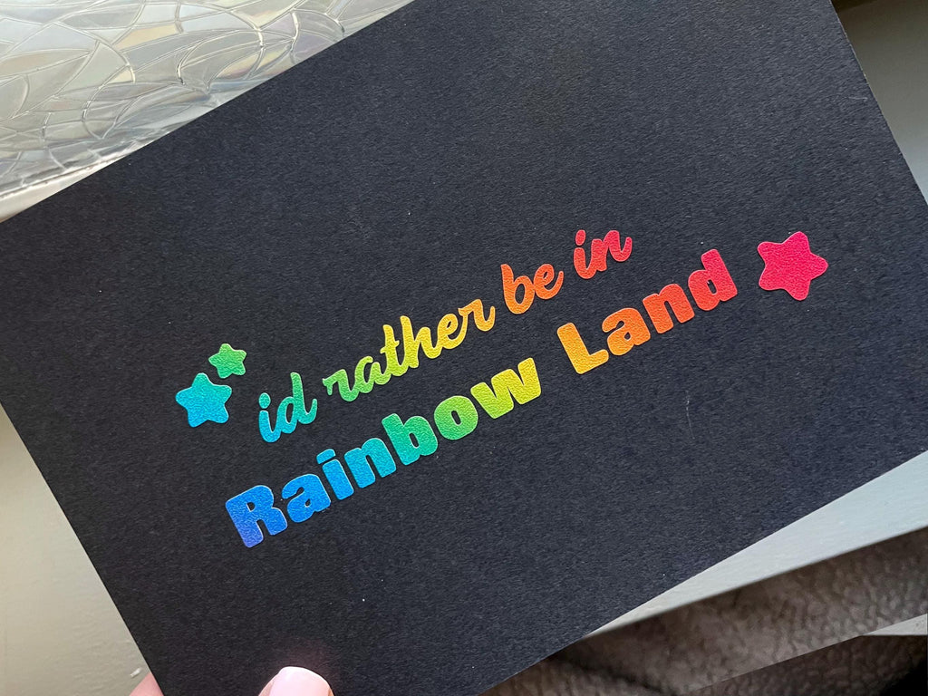 Autocollant en vinyle Rainbow Brite : Je préfère être dans Rainbow Land, autocollant pailleté