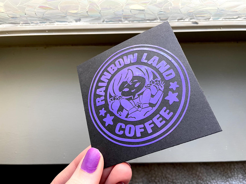 Autocollant en vinyle Indigo Rainbow Brite : Étiquette de café Rainbow Land