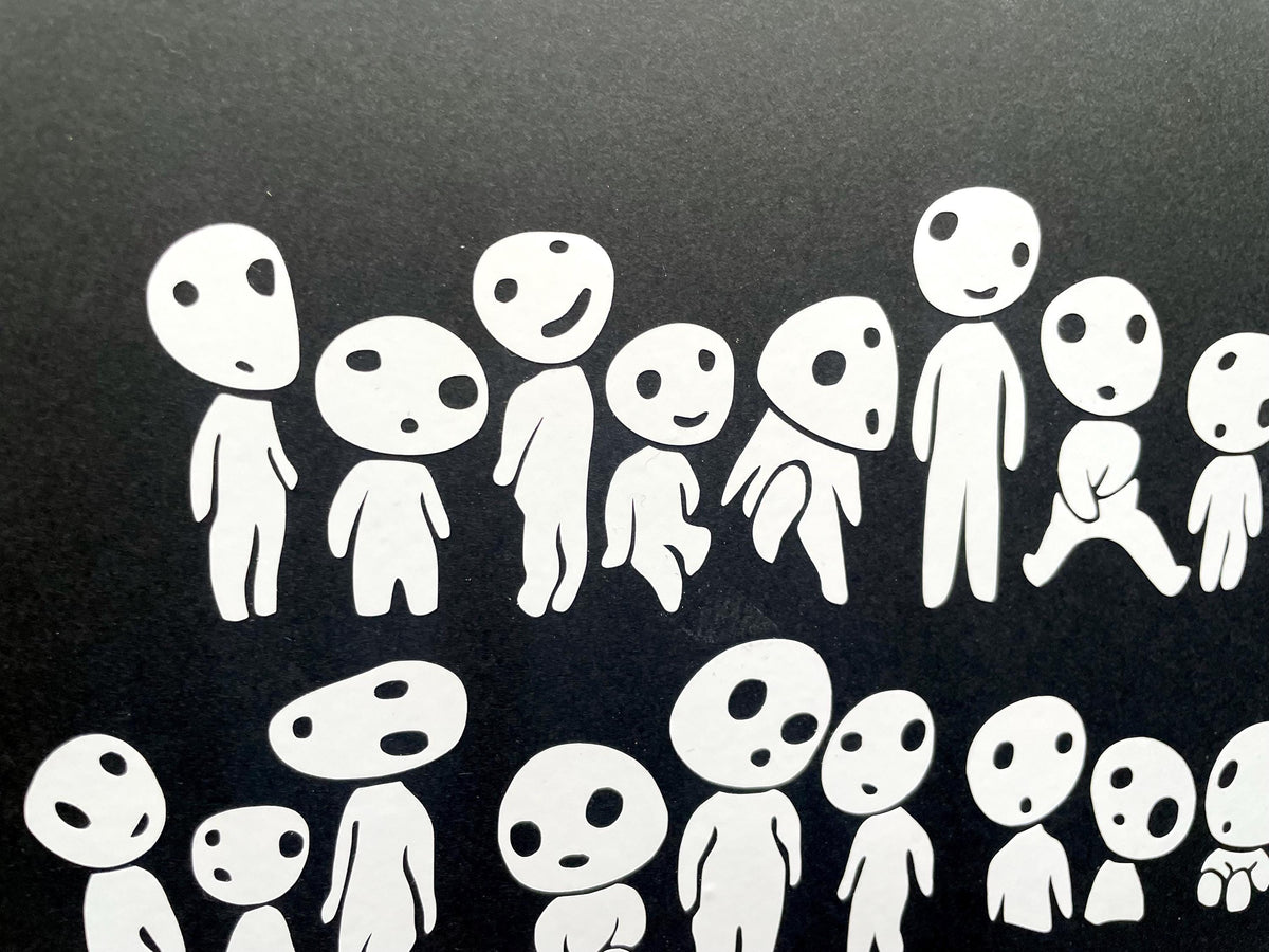 Kodama Princess Mononoke forest spirit decals, they glow in the dark! Cute for water bottles, notebooks, window stickers and more