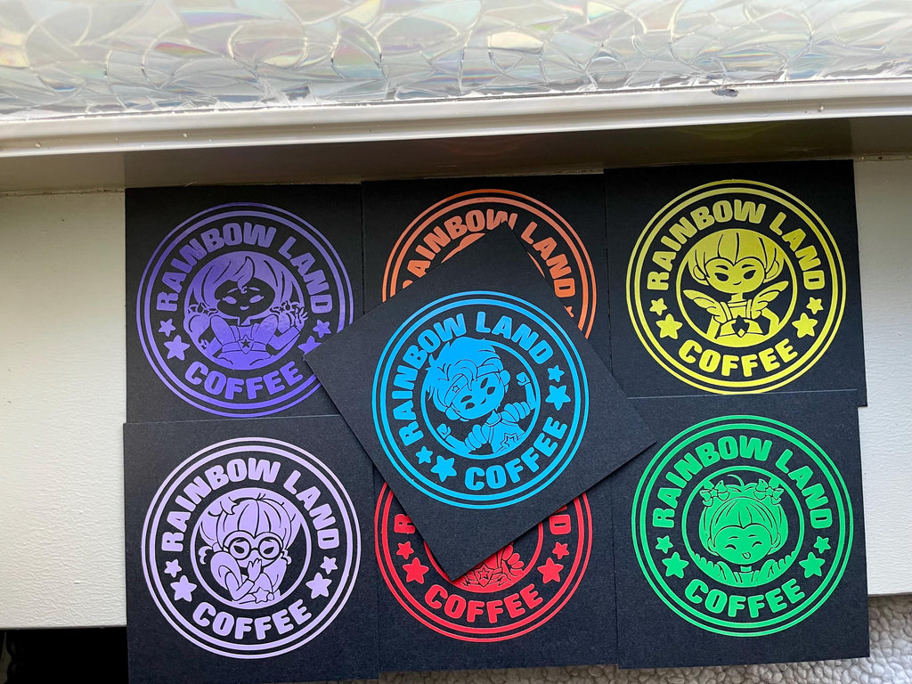 Autocollant en vinyle Indigo Rainbow Brite : Étiquette de café Rainbow Land