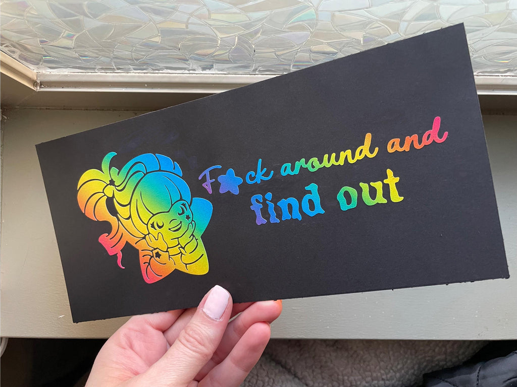 Autocollant en vinyle Rainbow Brite : Humour sarcastique de voiture FAFO